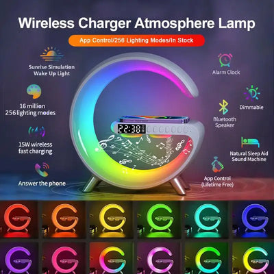 Big G Smart Light Bluetooth Speaker Wireless Charger Intelligent Atmosphere LED Lamp with App Control For Bedroom Home Decor